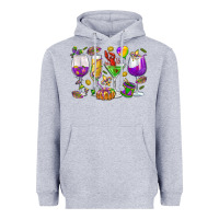 Heather Grey Mardi Gras wine glasses Heavyweight Hoodie - HowdyJamesFarm