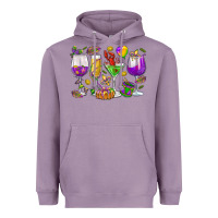 Lavender Mardi Gras wine glasses Heavyweight Hoodie - HowdyJamesFarm