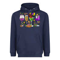 Navy Mardi Gras wine glasses Heavyweight Hoodie - HowdyJamesFarm