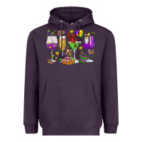 Plum Mardi Gras wine glasses Heavyweight Hoodie - HowdyJamesFarm