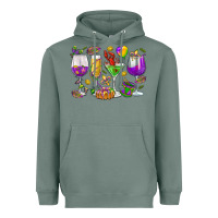 Sage Mardi Gras wine glasses Heavyweight Hoodie - HowdyJamesFarm