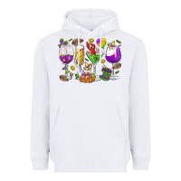 White Mardi Gras wine glasses Heavyweight Hoodie - HowdyJamesFarm