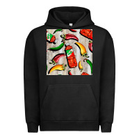 Pigment Black mexican chili and pepper seamless pattern Urban Hoodie - BundleAndBundleShop