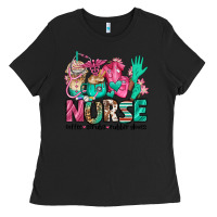 Black nurse coffee scrubs rubber gloves Ladies Tee - Jasminsmagicworld