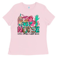 Bubblegum Pink nurse coffee scrubs rubber gloves Ladies Tee - Jasminsmagicworld