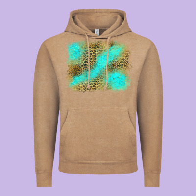 Turquoise Leopard Background Vintage Hoodie Designed By Jasminsmagicworld