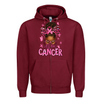 Burgundy lets beat cancer afro messy bun Zipper Hoodie - texasbilliewilder