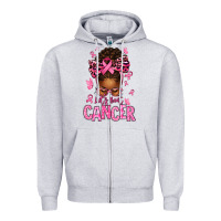 Heather Grey lets beat cancer afro messy bun Zipper Hoodie - texasbilliewilder