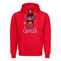 Red lets beat cancer afro messy bun Zipper Hoodie - texasbilliewilder