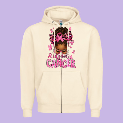 Lets Beat Cancer Afro Messy Bun Zipper Hoodie Designed By Texasbilliewilder
