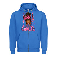 True Royal lets beat cancer afro messy bun Zipper Hoodie - texasbilliewilder