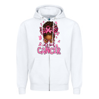 White lets beat cancer afro messy bun Zipper Hoodie - texasbilliewilder