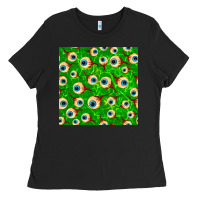 Black halloween eye balls seamless pattern Ladies Tee - BundleAndBundleShop