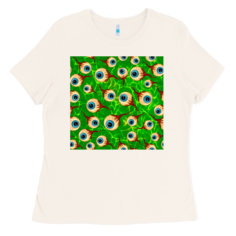 Halloween Eye Balls Seamless Pattern Ladies Tee by BundleAndBundleShop | Teevron