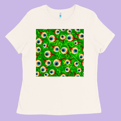 Halloween Eye Balls Seamless Pattern Ladies Tee Designed By Bundleandbundleshop