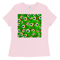Bubblegum Pink halloween eye balls seamless pattern Ladies Tee - BundleAndBundleShop