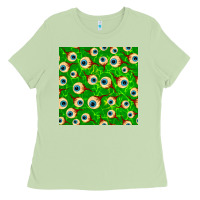 Matcha halloween eye balls seamless pattern Ladies Tee - BundleAndBundleShop
