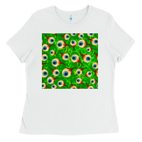 White halloween eye balls seamless pattern Ladies Tee - BundleAndBundleShop