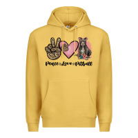 Antique Gold peace love pitbull Premium Hoodie - JahusDesignShop