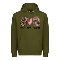 Army Green peace love pitbull Premium Hoodie - JahusDesignShop