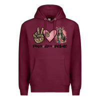 Burgundy peace love pitbull Premium Hoodie - JahusDesignShop