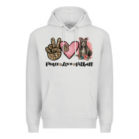 Dove Grey peace love pitbull Premium Hoodie - JahusDesignShop