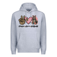 Heather Grey peace love pitbull Premium Hoodie - JahusDesignShop