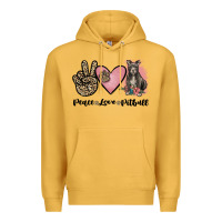Mustard peace love pitbull Premium Hoodie - JahusDesignShop