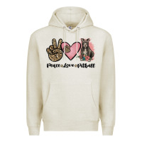 Oatmeal Heather peace love pitbull Premium Hoodie - JahusDesignShop