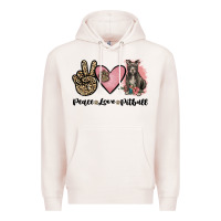 Pale Pink peace love pitbull Premium Hoodie - JahusDesignShop