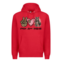 Red peace love pitbull Premium Hoodie - JahusDesignShop