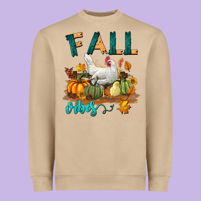 Fall Vibes Chicken Heavyweight Sweatshirt Designed By Lillyallendesigns
