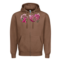 Chestnut Breast Cancer skeleton hands Zipper Hoodie - NancyCooperArtShop