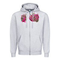 Heather Grey Breast Cancer skeleton hands Zipper Hoodie - NancyCooperArtShop