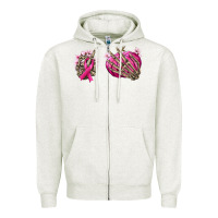 Oatmeal Heather Breast Cancer skeleton hands Zipper Hoodie - NancyCooperArtShop