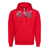 Red Breast Cancer skeleton hands Zipper Hoodie - NancyCooperArtShop