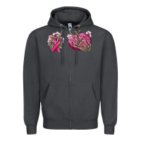 Smoke Breast Cancer skeleton hands Zipper Hoodie - NancyCooperArtShop