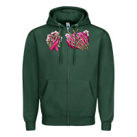 Sports Green Breast Cancer skeleton hands Zipper Hoodie - NancyCooperArtShop