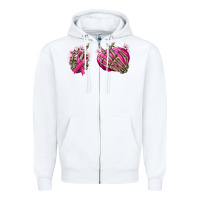 White Breast Cancer skeleton hands Zipper Hoodie - NancyCooperArtShop