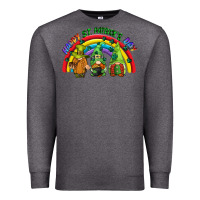 Charcoal Heather Happy St. Patrick's Day rainbow gnomes Premium Sweatshirt - CowGirlArtShop