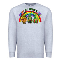 Heather Grey Happy St. Patrick's Day rainbow gnomes Premium Sweatshirt - CowGirlArtShop