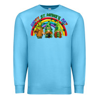 Ocean Blue Happy St. Patrick's Day rainbow gnomes Premium Sweatshirt - CowGirlArtShop