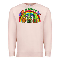 Pale Pink Happy St. Patrick's Day rainbow gnomes Premium Sweatshirt - CowGirlArtShop