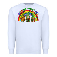 White Happy St. Patrick's Day rainbow gnomes Premium Sweatshirt - CowGirlArtShop