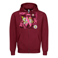 Burgundy Breast Cancer Zipper Hoodie - NancyCooperArtShop