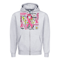 Heather Grey Breast Cancer Zipper Hoodie - NancyCooperArtShop