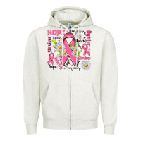 Oatmeal Heather Breast Cancer Zipper Hoodie - NancyCooperArtShop