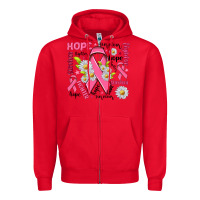 Red Breast Cancer Zipper Hoodie - NancyCooperArtShop