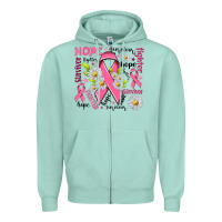 Seafoam Breast Cancer Zipper Hoodie - NancyCooperArtShop