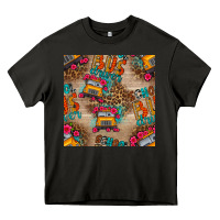 Asphalt school bus driver and flower seamless patterns Heavy Core Tee - BundleAndBundleShop